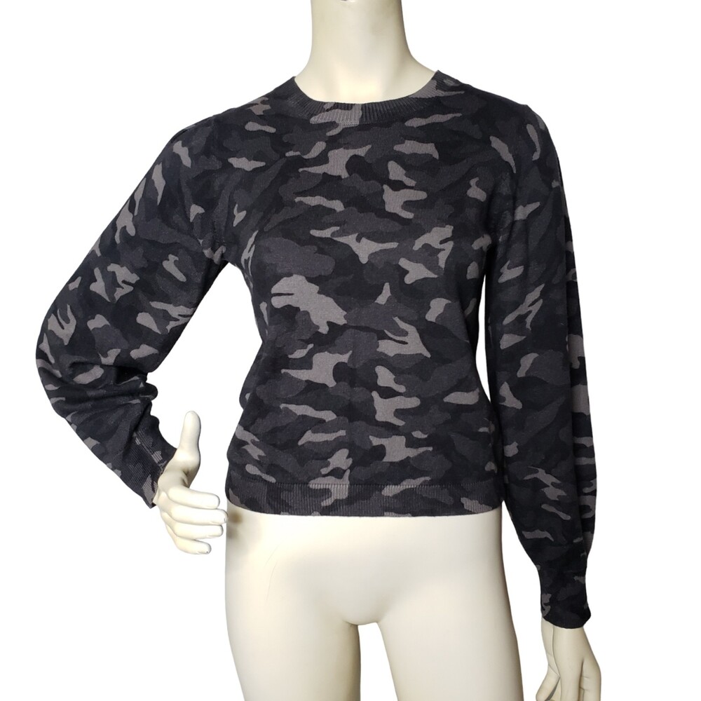 JOIE Verna Camo Cashmere Blend Sweater Black & Grey Size Small